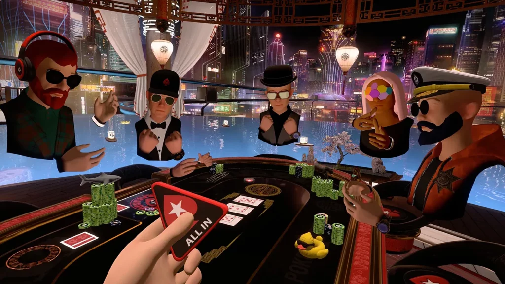 Immersive VR poker game session in PokerStars VR.