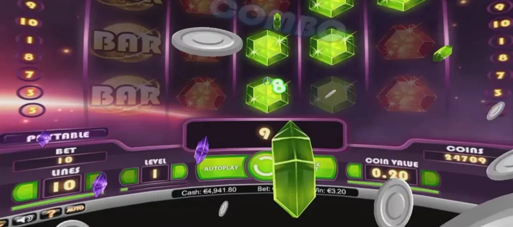 Starburst slot gameplay screenshot.